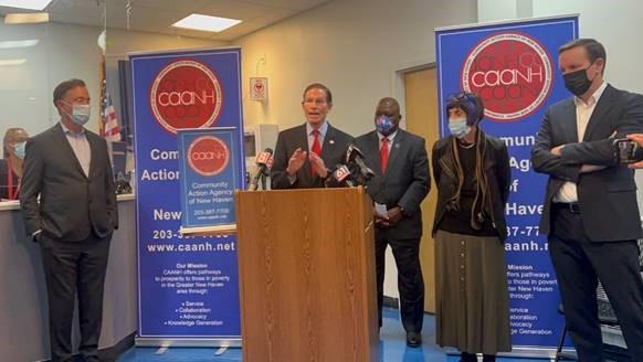Blumenthal visited the Community Action Agency of New Haven to announce funding for the Connecticut Energy Assistance Program, a federally-funded program that helps low-income households with their home energy bills.